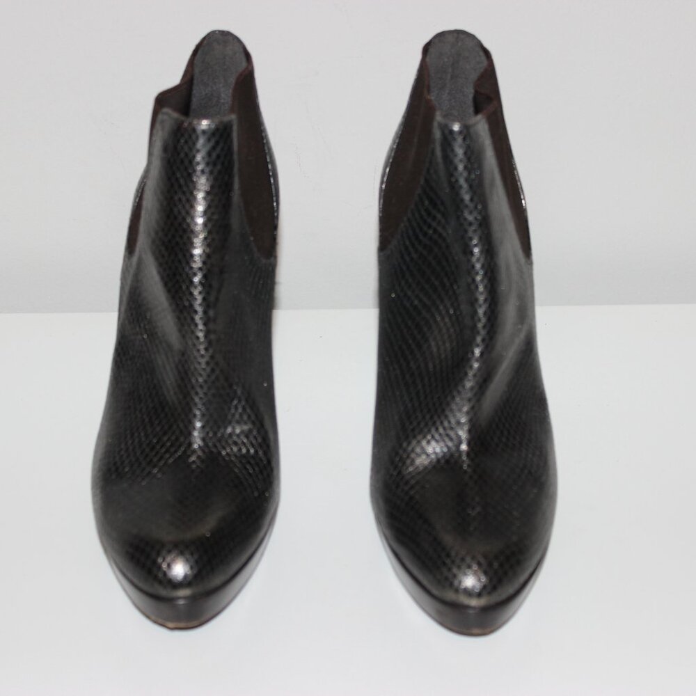 Stuart Weitzman Black Snake Embossed Reptile High… - image 2